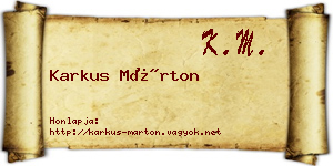 Karkus Márton névjegykártya